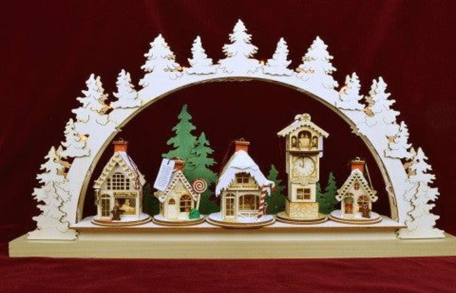 Authentic German Gifts * | Frankenmuth Clock Company Schwibbogen Ginger Cottage Display View All