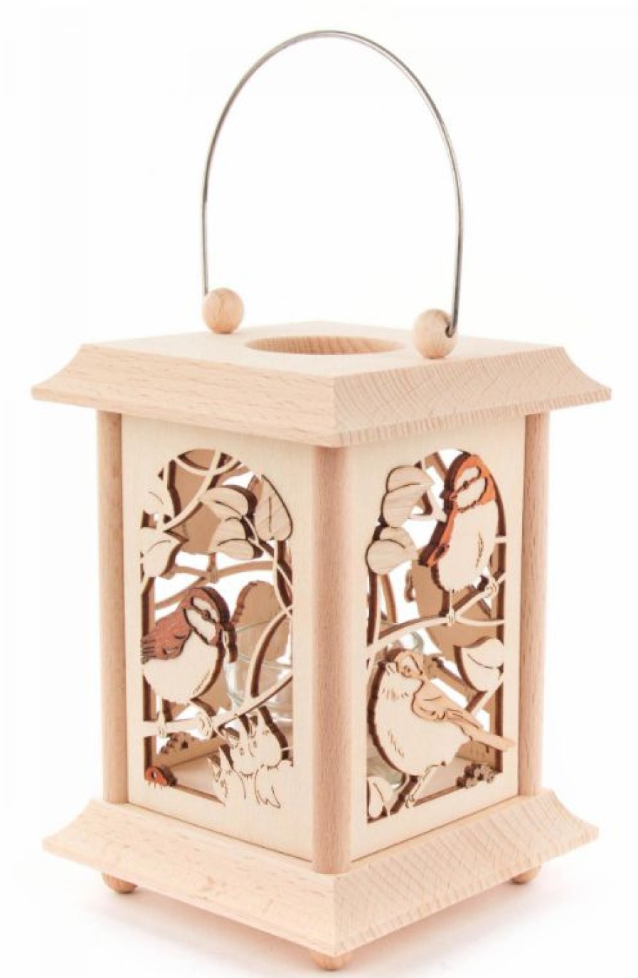 Authentic German Gifts * | Frankenmuth Clock Company 198/150 Lantern Style Tealight Holder With Birds