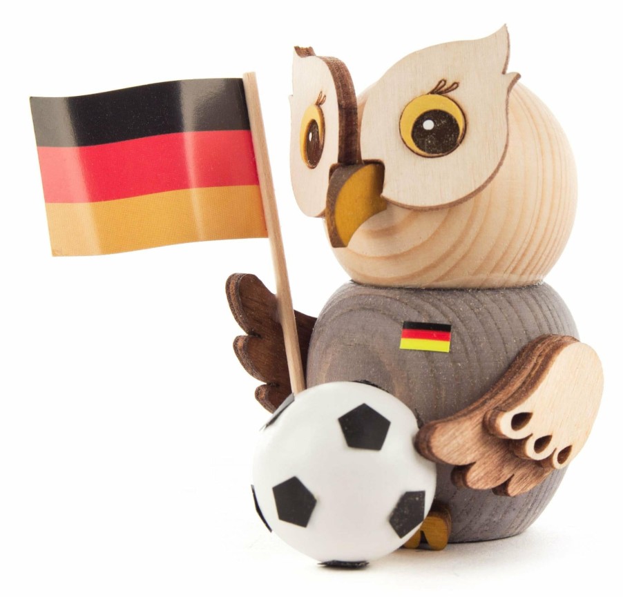 Authentic German Gifts * | Frankenmuth Clock Company Christmas Decorations, Candles & Other Decorations Mini Owl Figurine With Soccer Ball And Germany Flag