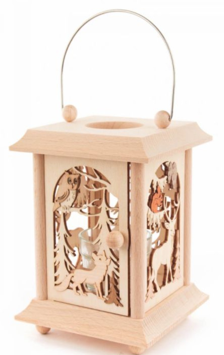 Authentic German Gifts * | Frankenmuth Clock Company 198/149 Lantern Style Tealight Holder With Forest Animals View All