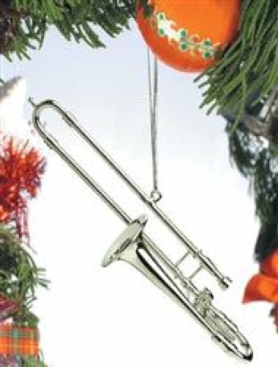 Authentic German Gifts * | Frankenmuth Clock Company Silver Trombone Ornament 4.5