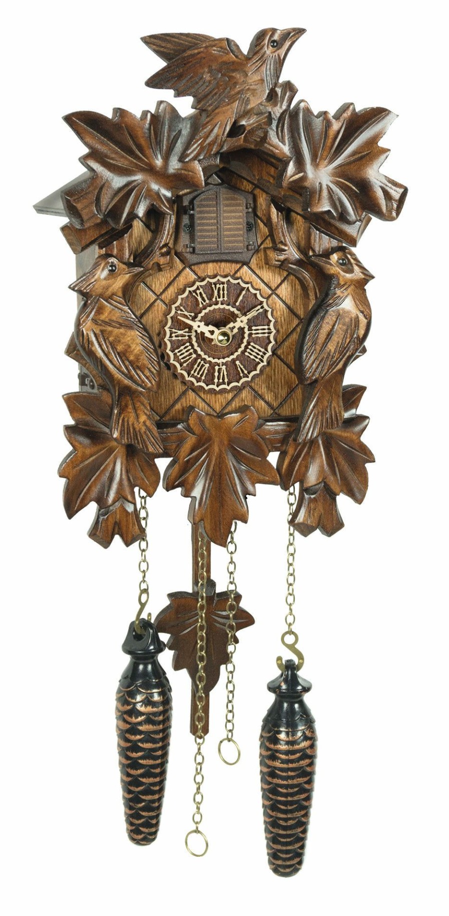 Decorative Clocks * | Frankenmuth Clock Company Ku372Qm Quartz Musical 5 Leaf 3 Bird Cuckoo Clock