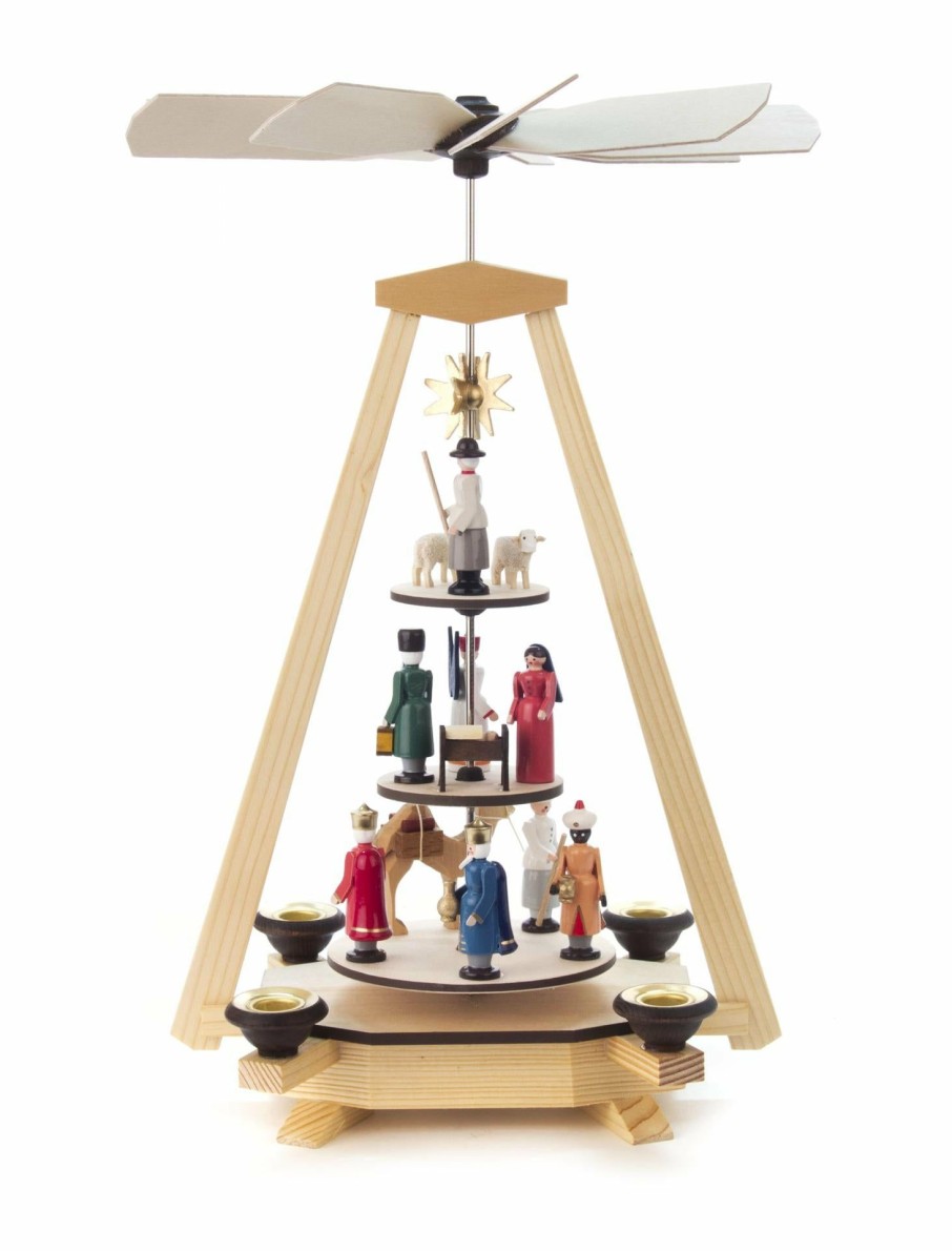 Authentic German Gifts * | Frankenmuth Clock Company 085/046 Pyramid With Painted Nativity Scene (14Mm Candles)