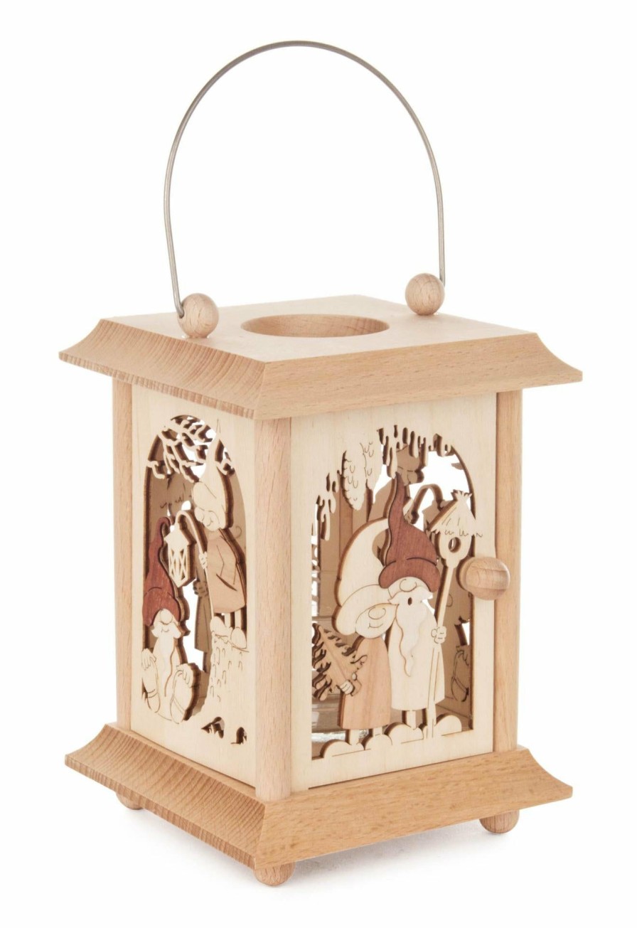 Authentic German Gifts * | Frankenmuth Clock Company View All 198/154 Lantern Style Votive Holder With Gnomes