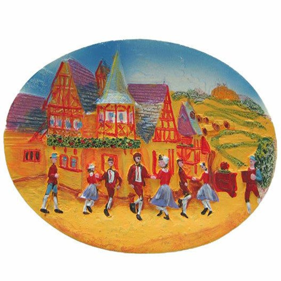 Authentic German Gifts * | Frankenmuth Clock Company German Souvenirs Alpine Village Plate Magnet