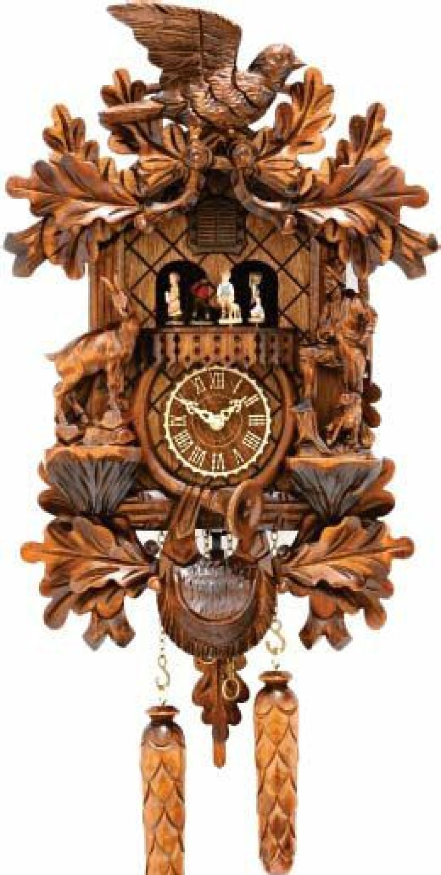 Decorative Clocks * | Frankenmuth Clock Company Ku375Qmt Quartz Musical Cuckoo Clock With Hunter & Goat View All