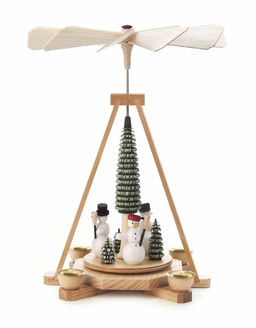 Authentic German Gifts * | Frankenmuth Clock Company 085/509 Pyramid With Snowmen & Trees