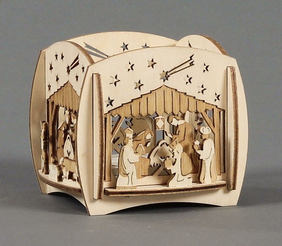 Authentic German Gifts * | Frankenmuth Clock Company 201/284/2 Tealight Holder With Nativity Scene