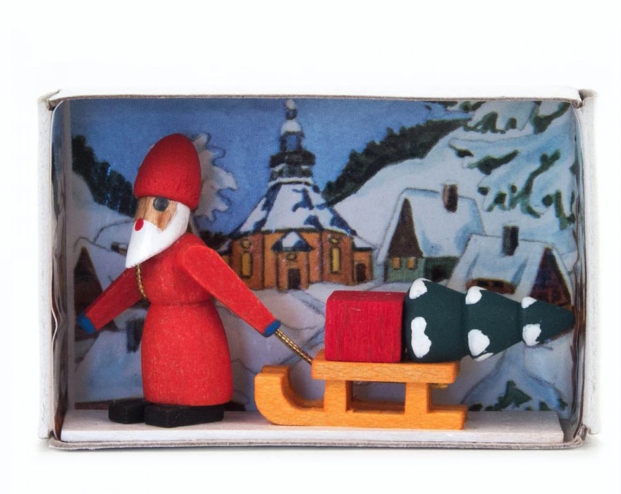 Authentic German Gifts * | Frankenmuth Clock Company 028/025 Matchbox Scene With Santa German Souvenirs