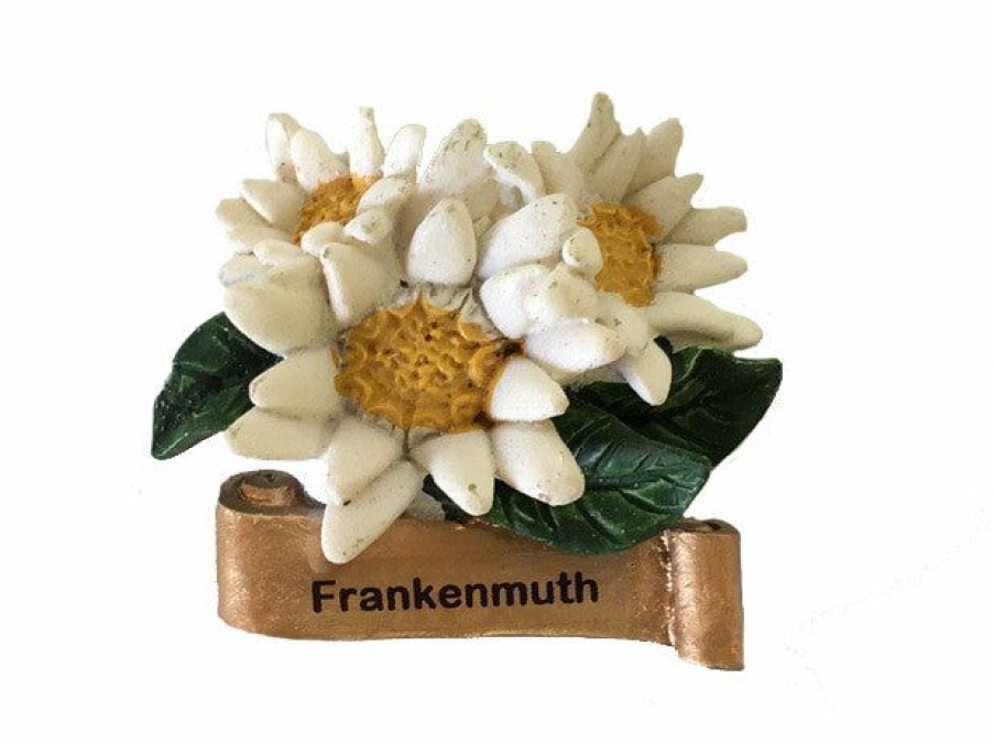 Authentic German Gifts * | Frankenmuth Clock Company Edelweiss Flowers Magnet W/ Frankenmuth Logo German Souvenirs