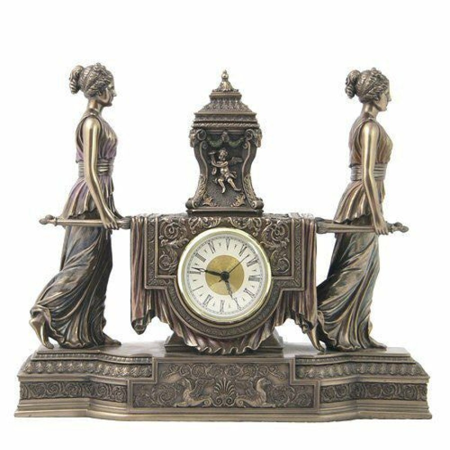 Decorative Clocks * | Frankenmuth Clock Company View All Wu75563V4 Women Carrying Urn On A Litter Clock