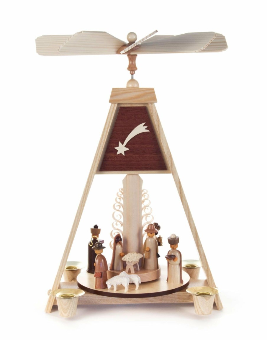 Authentic German Gifts * | Frankenmuth Clock Company 085/003N Pyramid With Nativity Scene & Shooting Star (14Mm Candles)