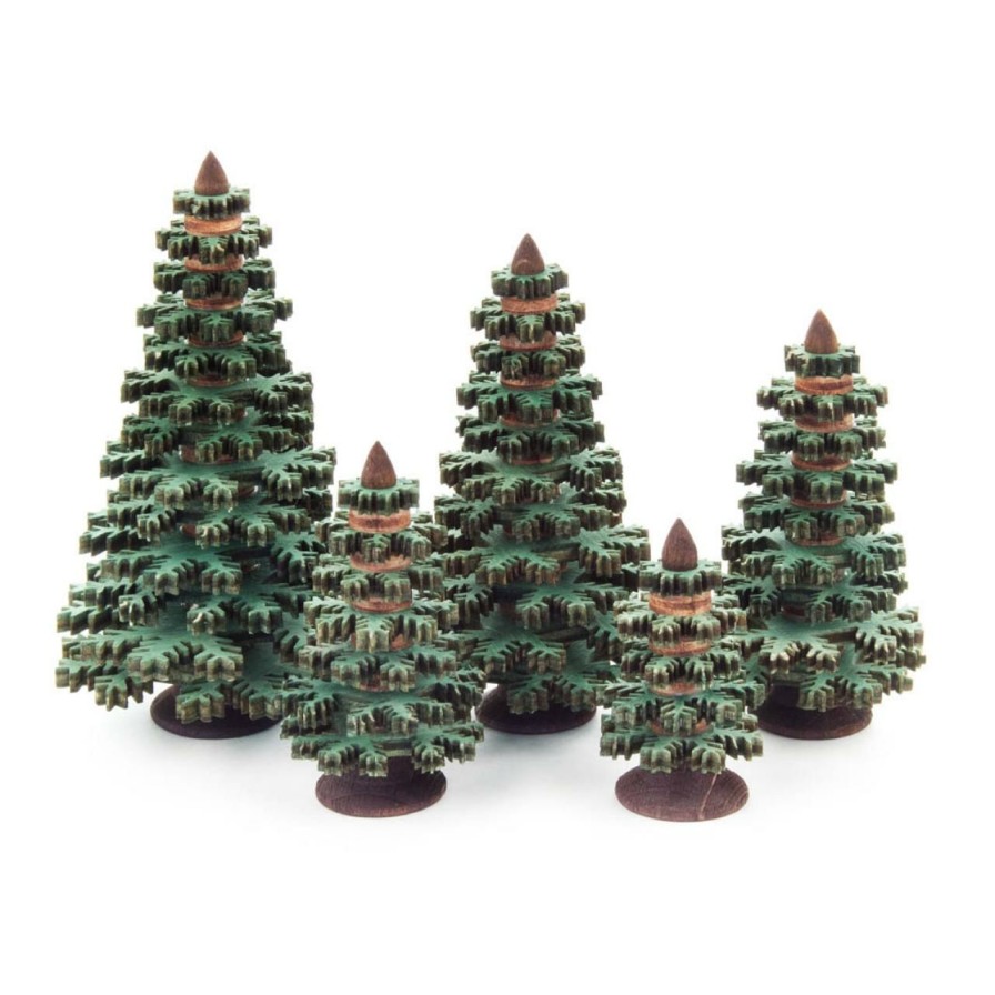 Authentic German Gifts * | Frankenmuth Clock Company 082/065G Set Of 5 Green Conifer Trees View All