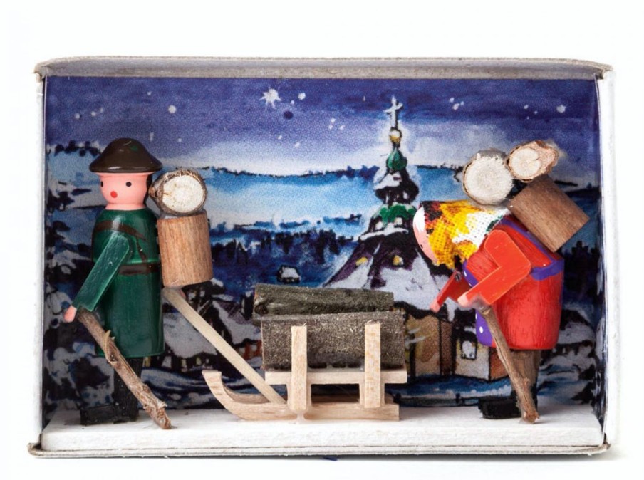 Authentic German Gifts * | Frankenmuth Clock Company 028/152 Matchbox Scene: Gathering Firewood