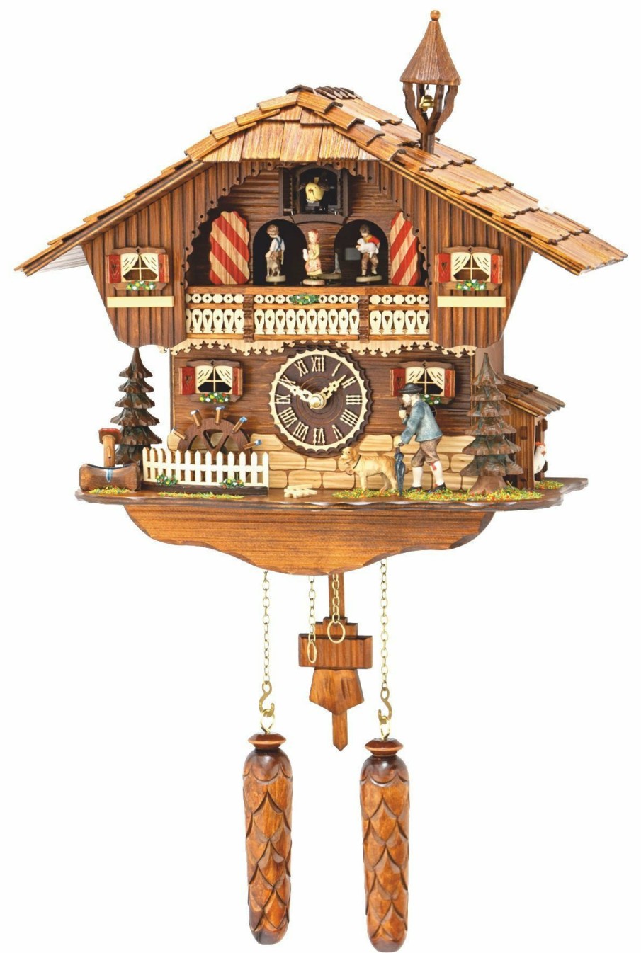 Decorative Clocks * | Frankenmuth Clock Company View All Ku495Qmt Quartz Musical Chalet With Animated Wanderer