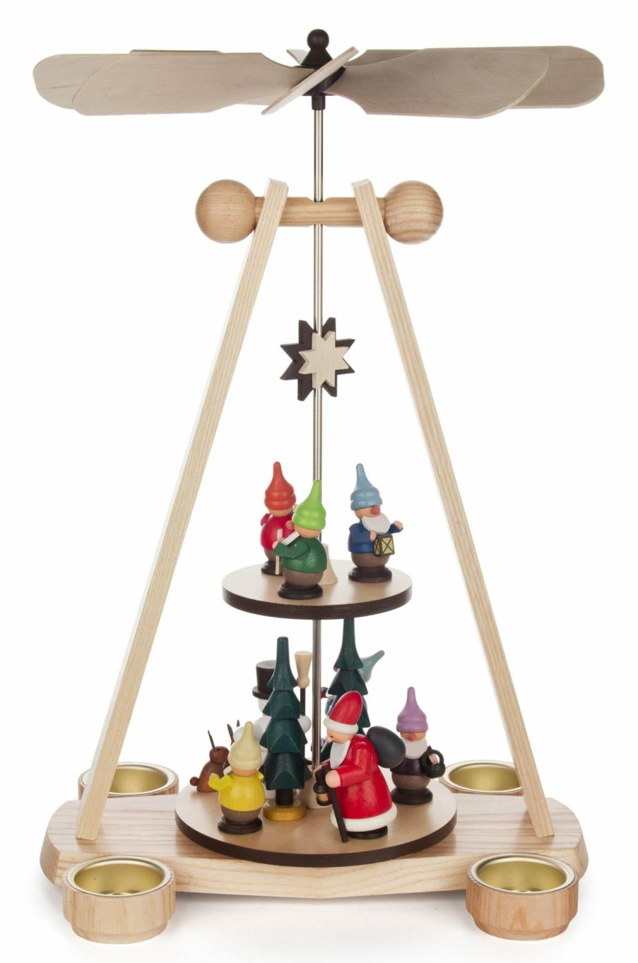 Authentic German Gifts * | Frankenmuth Clock Company 085/1014 Pyramid With Santa & Dwarfs