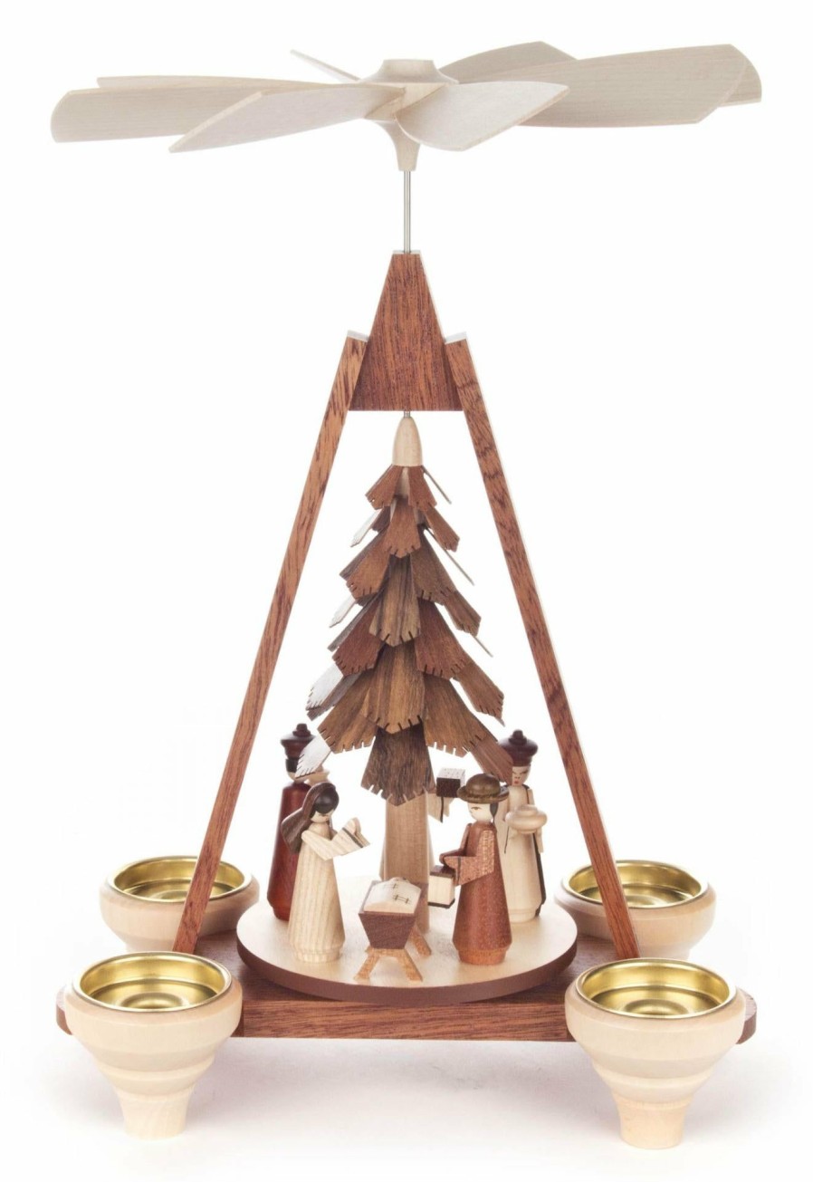 Authentic German Gifts * | Frankenmuth Clock Company 085/110 Pyramid With Nativity Scene & Dark Tree (14Mm Candles) View All