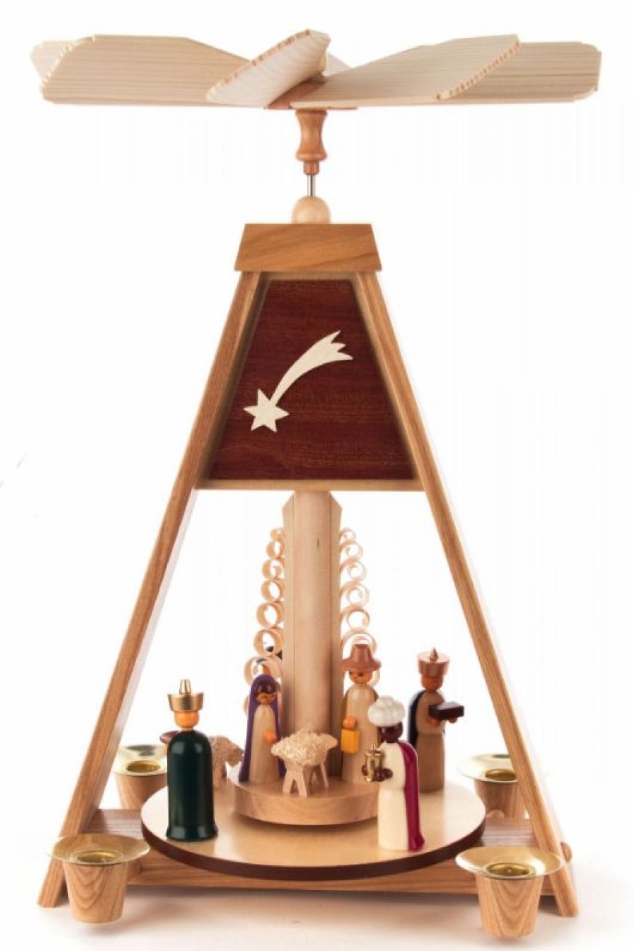 Authentic German Gifts * | Frankenmuth Clock Company View All 085/003B Pyramid With Nativity Scene & Shooting Star