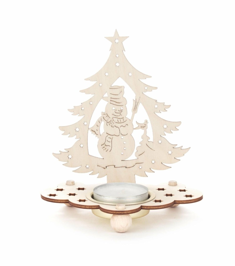 Authentic German Gifts * | Frankenmuth Clock Company 201/228 Tealight Holder With Christmas Tree & Snowman View All