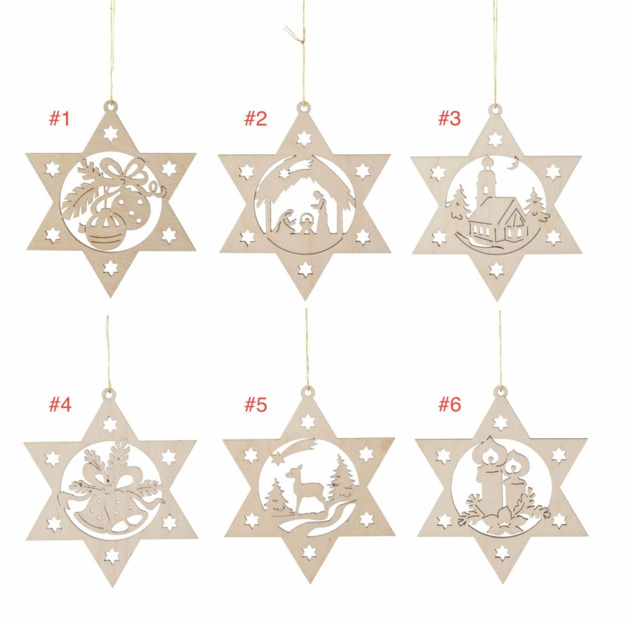 Authentic German Gifts * | Frankenmuth Clock Company View All 199/373 Wooden Star Ornaments