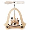 Authentic German Gifts * | Frankenmuth Clock Company 085/324N Pyramid With Santa, Snowman & Child In Natural Finish (14Mm Candles)