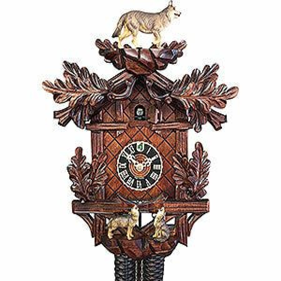 Decorative Clocks * | Frankenmuth Clock Company Ku82384Ko 8 Day Cuckoo Clock With Wolves