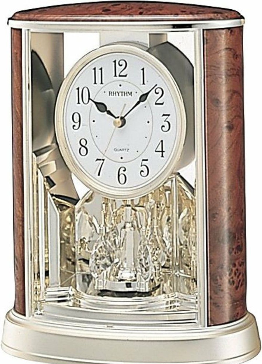 Clocks * | Frankenmuth Clock Company 4Sg724-Us06 Woodgrain Teardrop Mantel Clocks