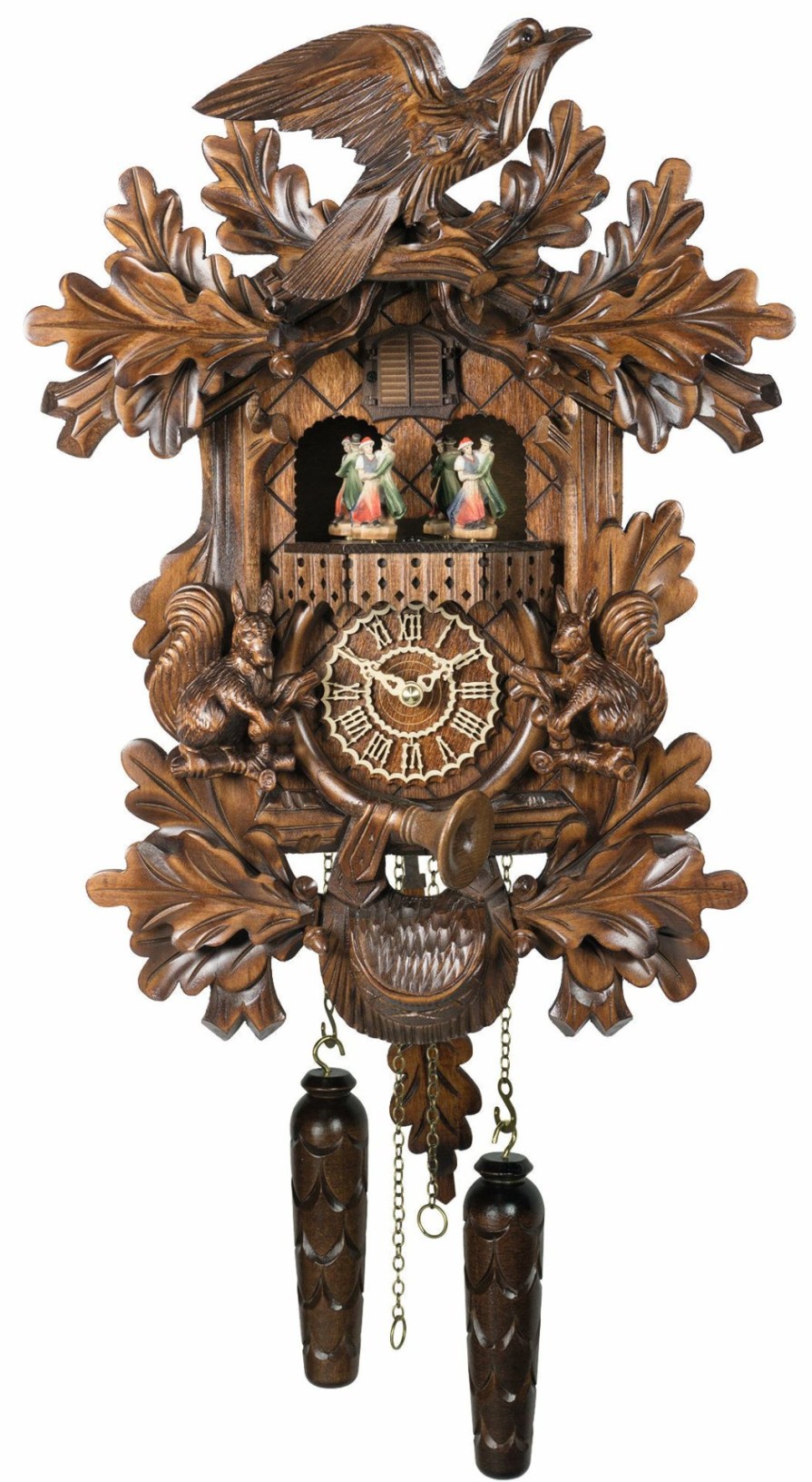 Decorative Clocks * | Frankenmuth Clock Company Ku381Qmt Quartz Musical Cuckoo Clock With Squirrels View All