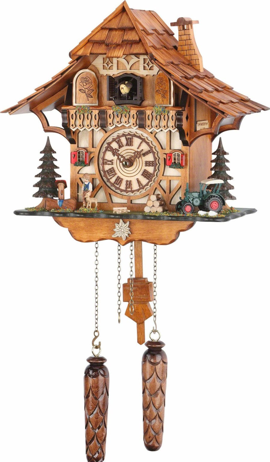 Decorative Clocks * | Frankenmuth Clock Company Ku482Qm-T Quartz Musical Chalet With Boy, Goat & Tractor