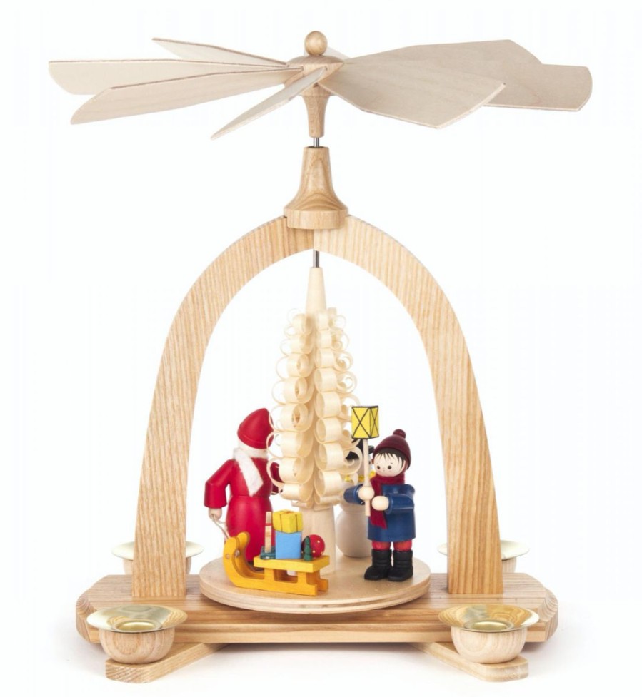 Authentic German Gifts * | Frankenmuth Clock Company 085/495 Pyramid With Santa & Children (14Mm Candles)