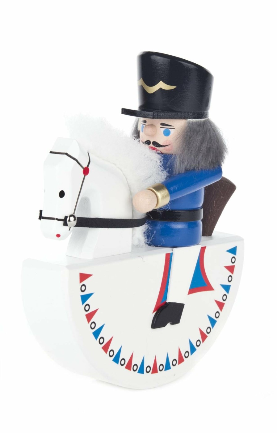 Authentic German Gifts * | Frankenmuth Clock Company Nutcracker Rocking Horse Blue German Nutcrackers