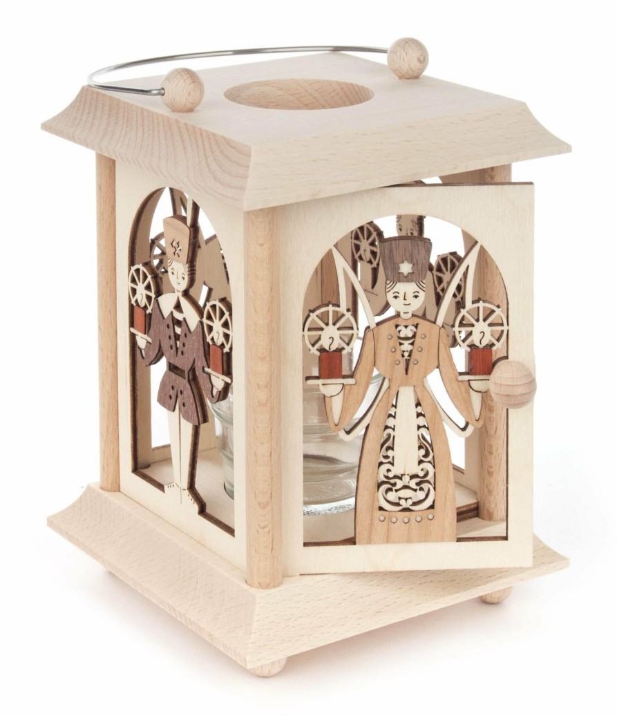 Authentic German Gifts * | Frankenmuth Clock Company View All 198/152 Lantern Style Tealight Holder With Angel & Miner