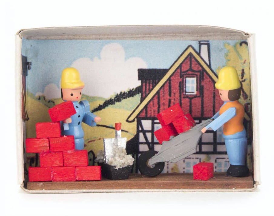 Authentic German Gifts * | Frankenmuth Clock Company German Souvenirs 028/163 Matchbox Scene: Brick Masons