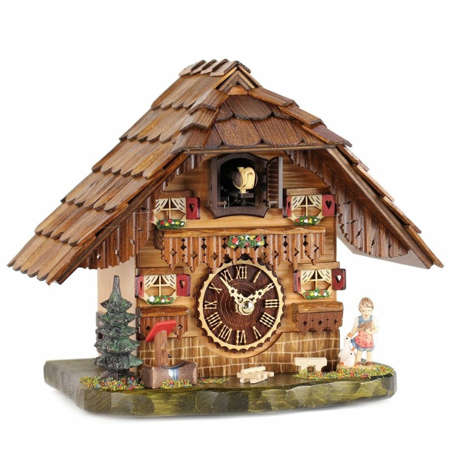 Decorative Clocks * | Frankenmuth Clock Company Ku486Qm Quartz Musical Tabletop Chalet With Girl & Ducks View All