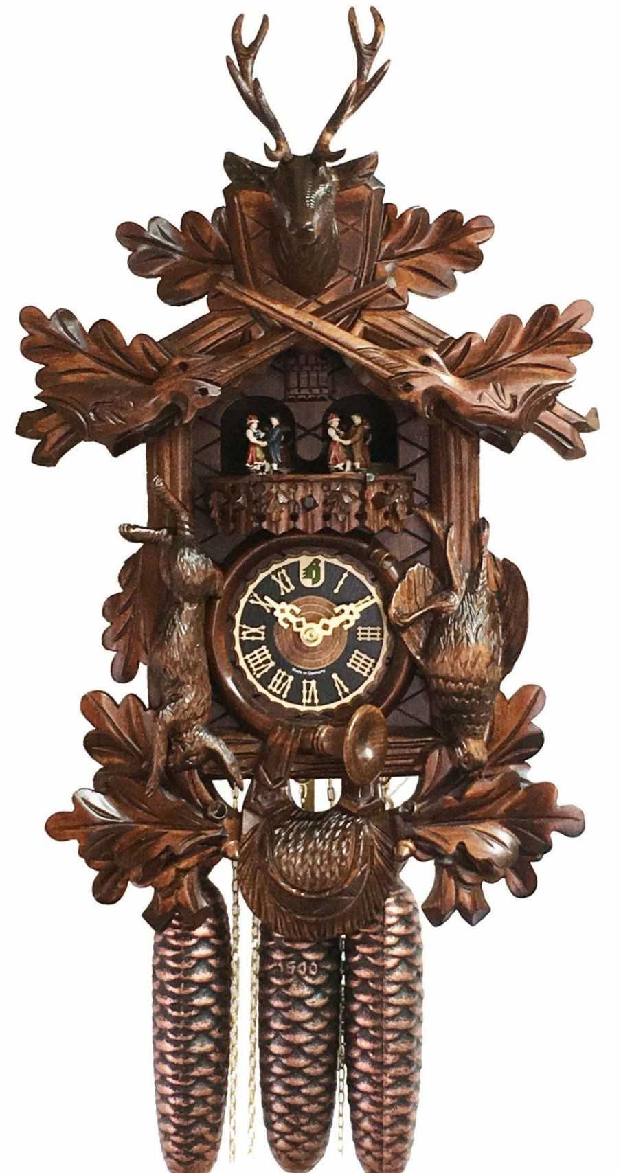 Decorative Clocks * | Frankenmuth Clock Company Ku8304M 8 Day Musical Traditional Hunter'S Trophy Cuckoo Clock View All