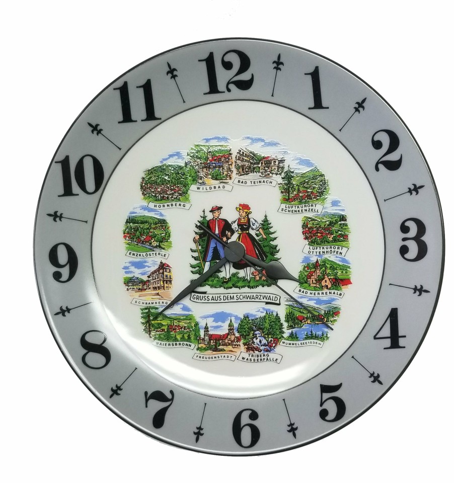 Decorative Clocks * | Frankenmuth Clock Company View All Porcelain Plate Clock With Black Forest Scene