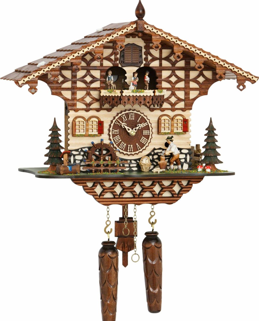 Decorative Clocks * | Frankenmuth Clock Company Ku4212Qmt Quartz Musical Chalet With Wood Chopper