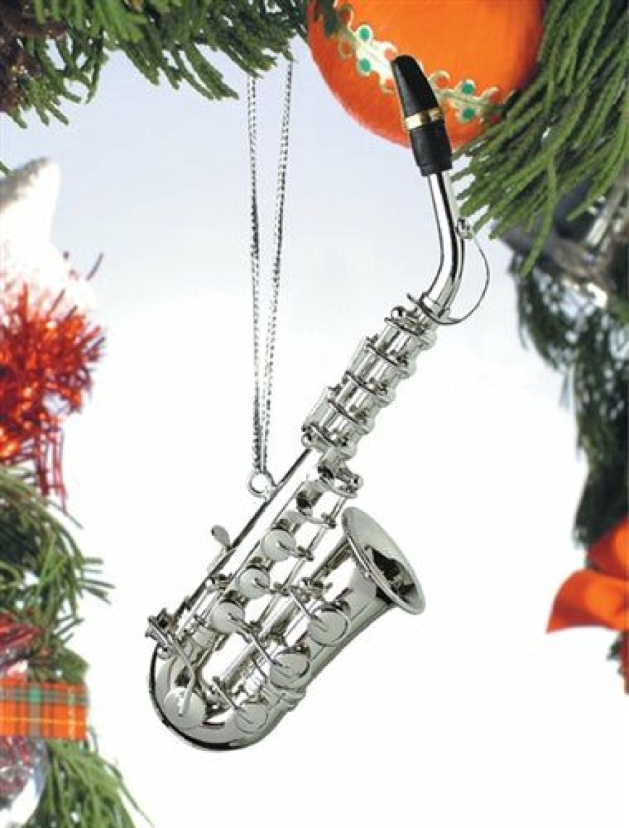 Authentic German Gifts * | Frankenmuth Clock Company View All Silver Saxophone Ornament