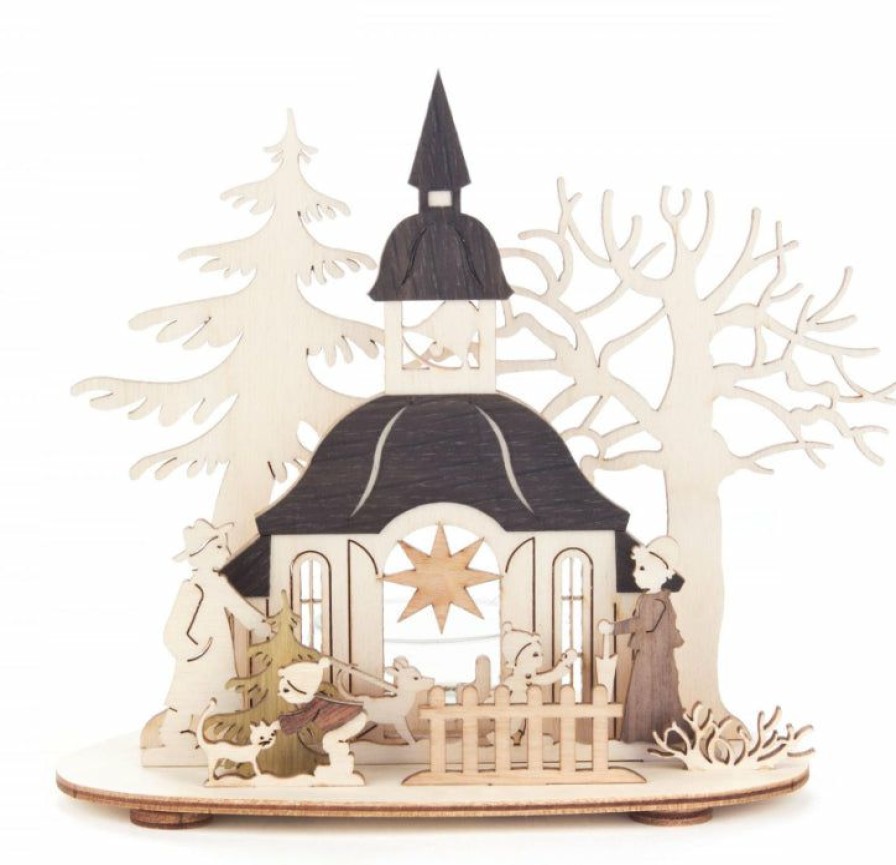 Authentic German Gifts * | Frankenmuth Clock Company 201/273 Candle Holder With Seiffen Church Scene