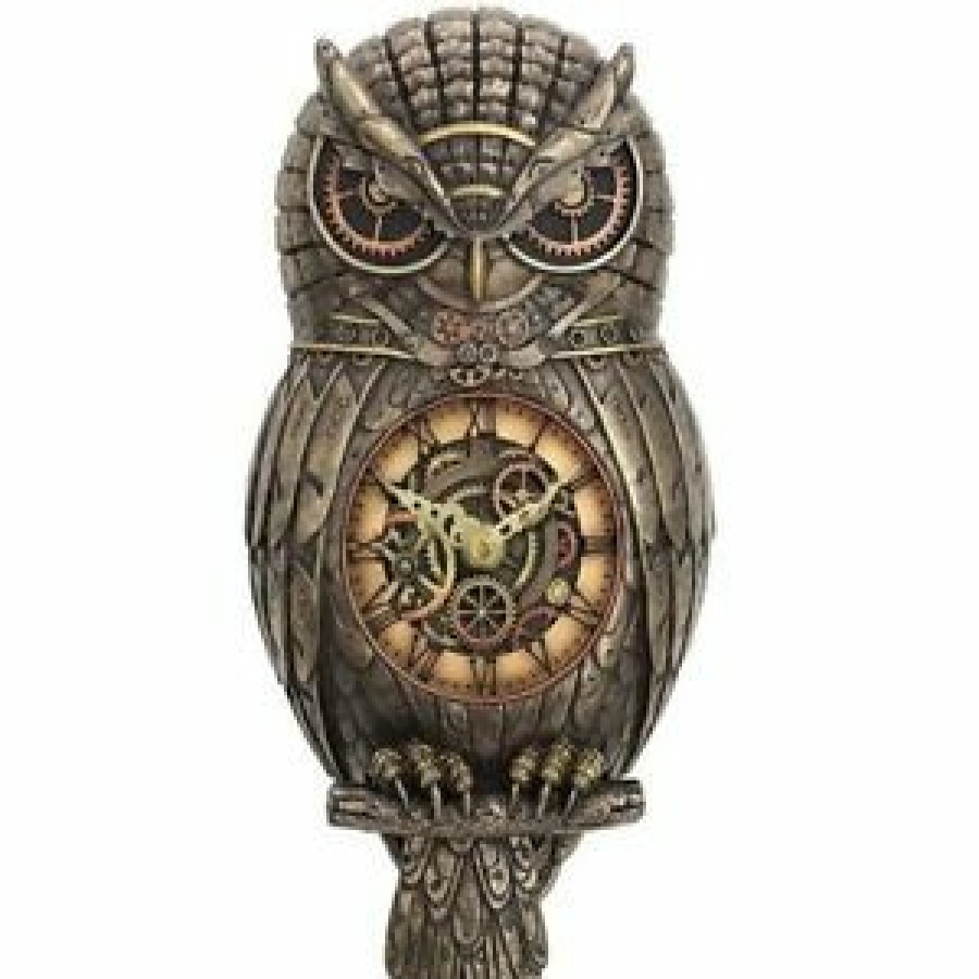 Decorative Clocks * | Frankenmuth Clock Company Wu77195A4 Steampunk Owl Pendulum Wall Clock