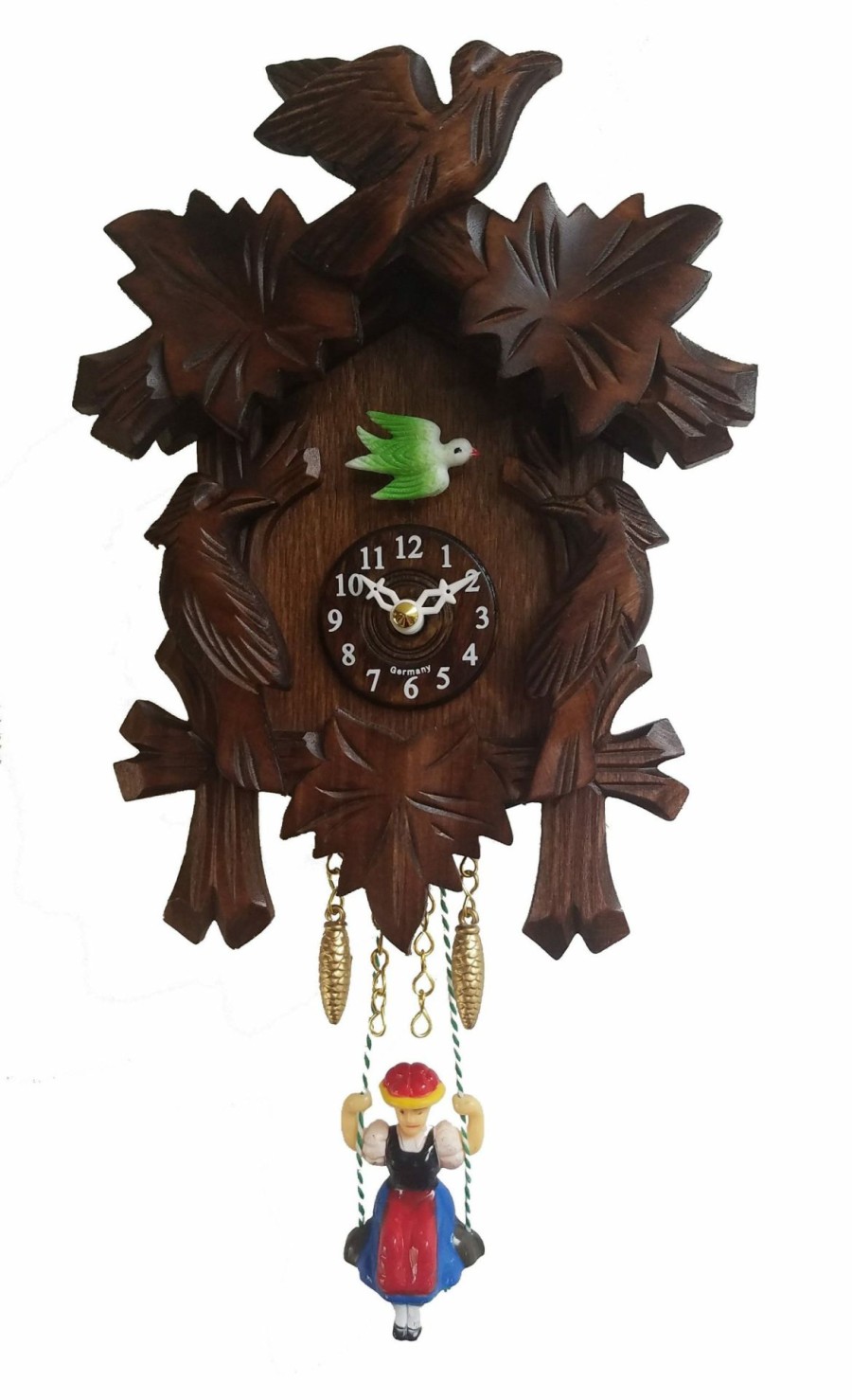 Decorative Clocks * | Frankenmuth Clock Company View All 2002Sq Novelty Cuckoo Clock With Maple Leaves & Birds