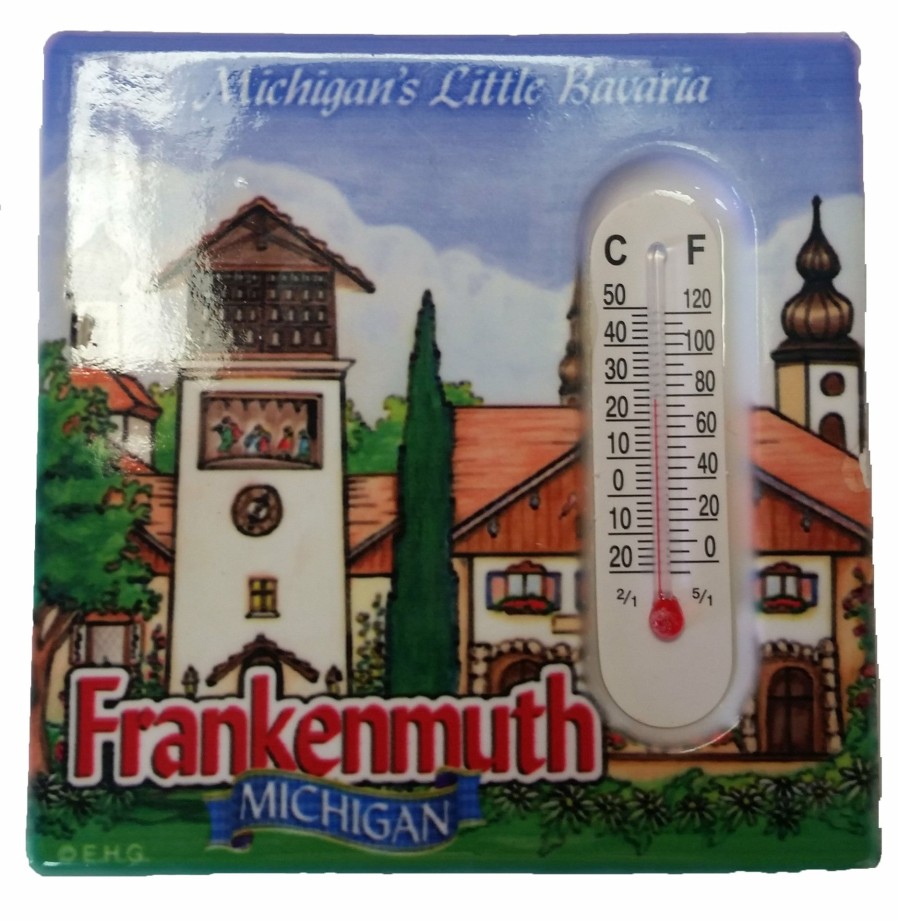 Authentic German Gifts * | Frankenmuth Clock Company Frankenmuth Magnet Tile W/ Thermometer German Souvenirs