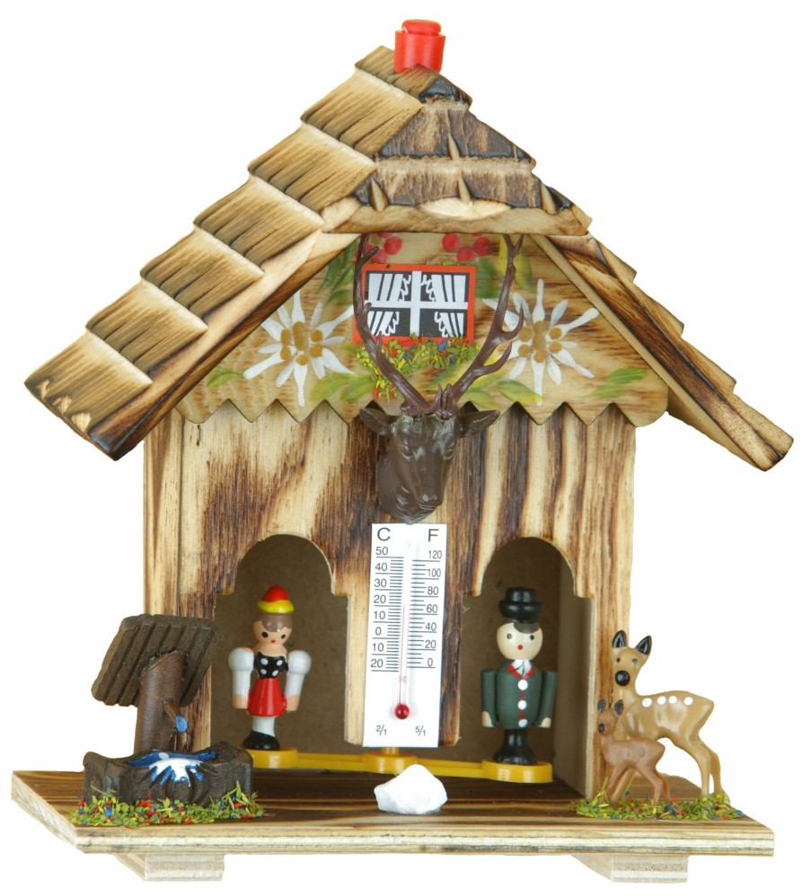 Authentic German Gifts * | Frankenmuth Clock Company 73 He Weatherhaus With Deer & Fountain Christmas Decorations, Candles & Other Decorations