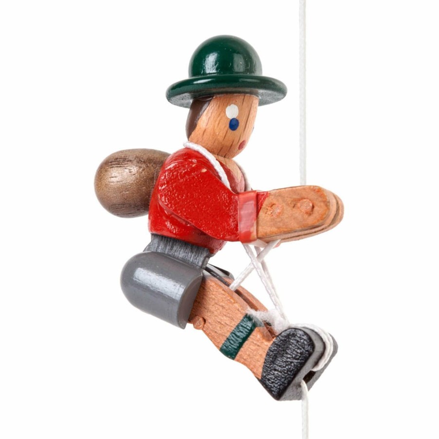 Authentic German Gifts * | Frankenmuth Clock Company Christmas Decorations, Candles & Other Decorations 105/009 Climbing Mountaineer With Red Jacket