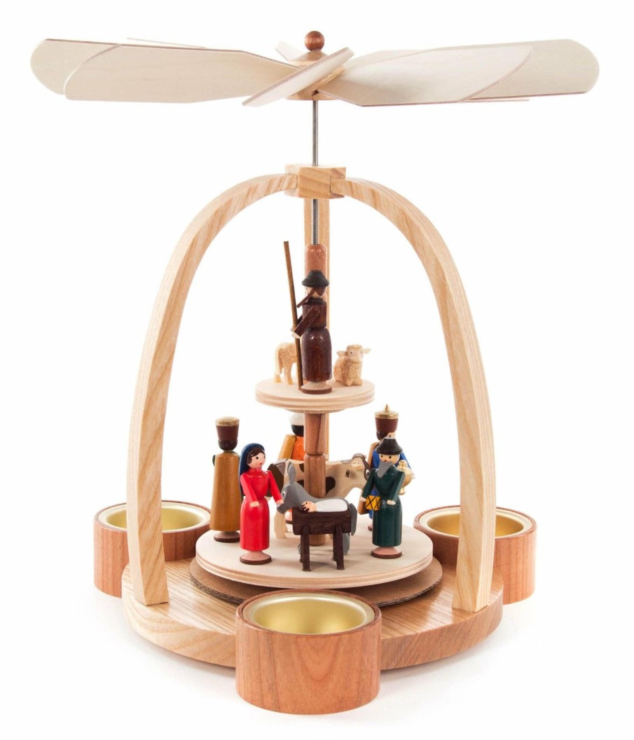 Authentic German Gifts * | Frankenmuth Clock Company 085/479B Pyramid With Painted Nativity Scene (Tealights) View All