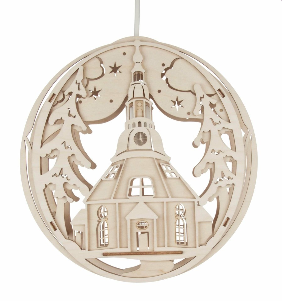 Authentic German Gifts * | Frankenmuth Clock Company 197/197 Seiffen Church Lighted Hanging Ornament