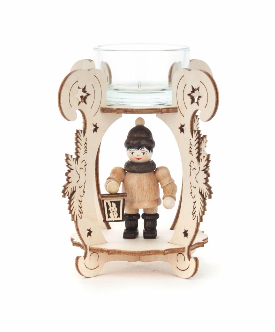 Authentic German Gifts * | Frankenmuth Clock Company 201/221 Tealight Holder With Boy Holding Lantern View All