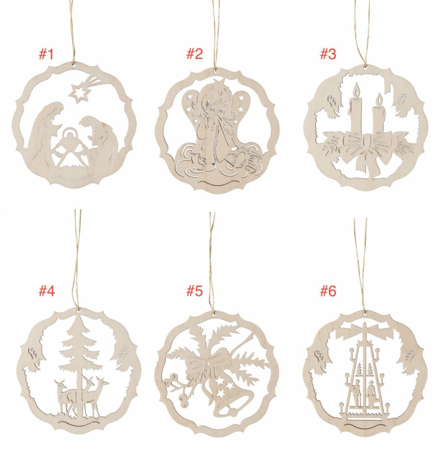 Authentic German Gifts * | Frankenmuth Clock Company 199/358/1 Wooden Laser Cut Ornaments Sold Individually