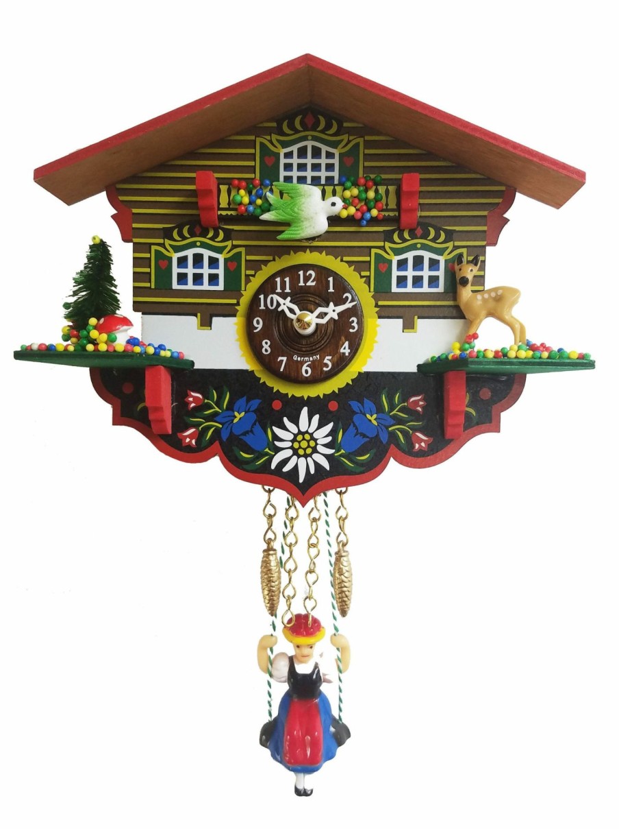 Decorative Clocks * | Frankenmuth Clock Company View All 2003Sq Novelty Chalet With Deer, Tree & Mushroom