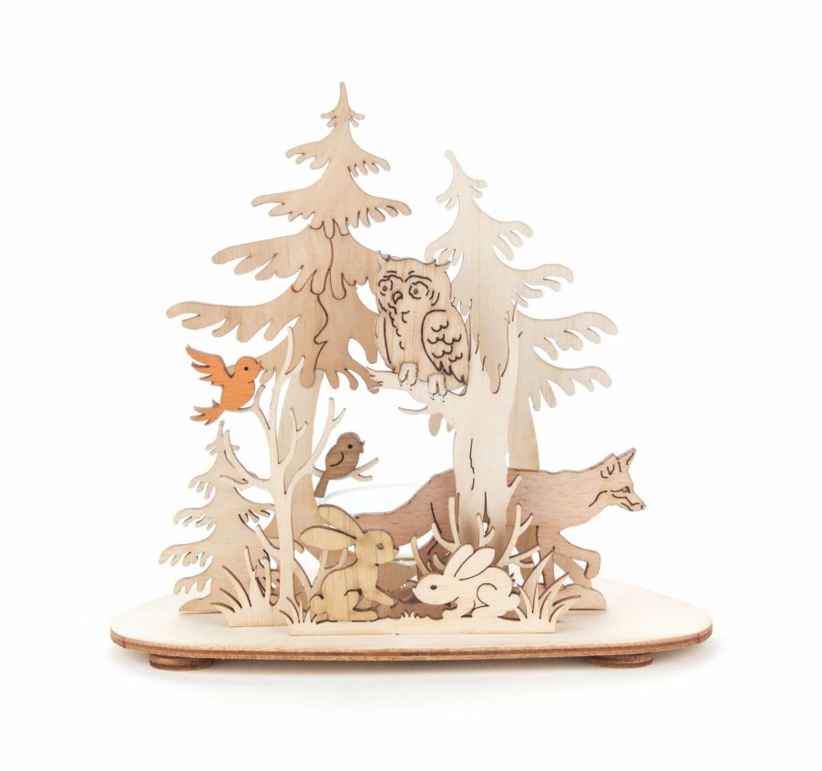 Authentic German Gifts * | Frankenmuth Clock Company View All 201/254 Tealight Holder With Wildlife Scene